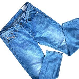 Diesel Waykee Regular Straight Jeans Mens 33 Button Fly Medium Wash